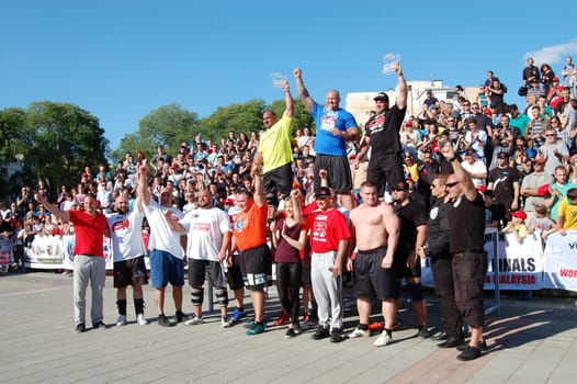 All competitors on strongman championship in Novi Sad, Serbia.