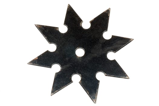 Black star shape shuriken on white background.