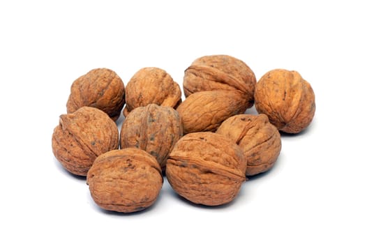 These are nuts in shell on white background.