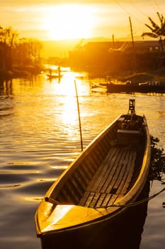 Traditional floating village at Inle Lake Sunset , Myanmar ( Burma )