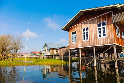Traditional floating village at Inle Lake, Myanmar ( Burma )
