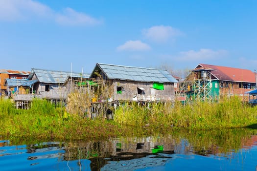 Traditional floating village at Inle Lake, Myanmar ( Burma )