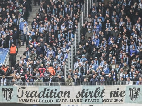 Fanblock Chemnitzer FC at the 3rd league season 2016/2017 point game Chemnitzer FC against 1.