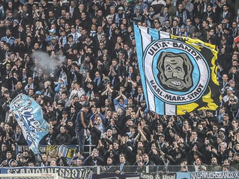 Fanblock Chemnitzer FC at the 3rd league season 2016/2017 point game Chemnitzer FC against 1.
