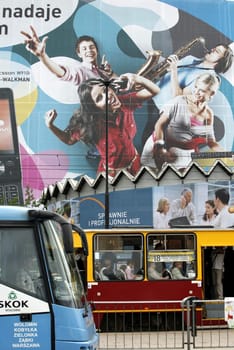 A City Train the modern City of Warsaw in Poland,East Europe.