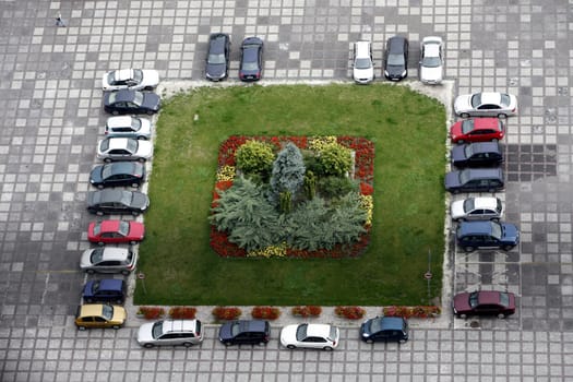 A Parking spot the modern City of Warsaw in Poland,East Europe.