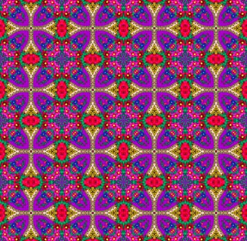 Violet -red ethnic patterns.Abstract kaleidoscope fabric design.