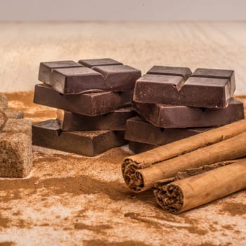 Artisan chocolate with some of the ingriedients that goe in to these chocolates.