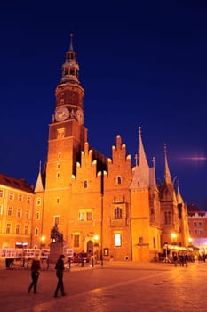 The Elisabeth Church at Stray Rynek Square in the old town of Wroclaw or Wroclaw in the west of Poland.