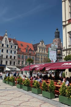 Stray Rynek Square in the old town of Wroclaw or Wroclaw in the west of Poland.