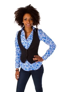 Attractive African-American woman released on a white background
