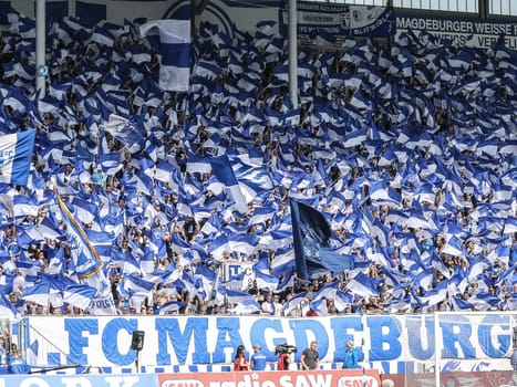 Fanblock 1.FC Magdeburg at the 3rd League Season 2016/2017 Point Game 1.FCM against FC Rot-Weiß Erfurt