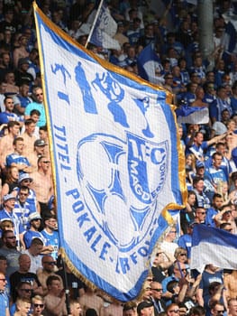 Fanblock 1.FC Magdeburg at the 3rd League Season 2016/2017 Point Game 1.FCM against FC Rot-Weiß Erfurt