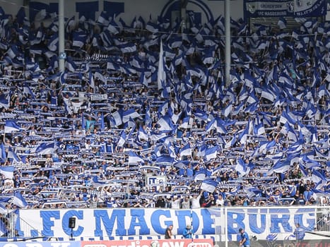 Fanblock 1.FC Magdeburg at the 3rd League Season 2016/2017 Point Game 1.FCM against FC Rot-Weiß Erfurt