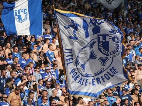 Fanblock 1.FC Magdeburg at the 3rd League Season 2016/2017 Point Game 1.FCM against FC Rot-Weiß Erfurt