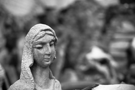 Concrete sculptures of female figures in the sculptor house Lutsk Ukraine