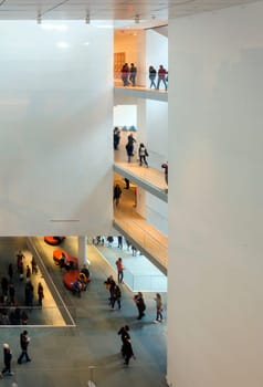 New York, USA, November 2016: Interior of the Museum of Modern Art (MoMA), an art museum, Midtown Manhattan, New York. It was established on November 7, 1929