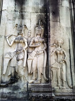 Angkor khmer ladies carving