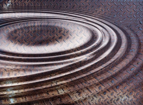 Water ripple on rusty steel plate - digitally altered