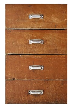 Detail of the old drawer isolated on white background