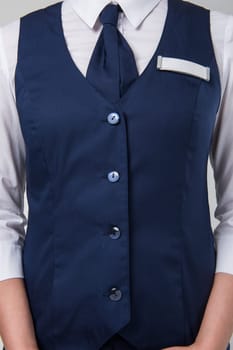 Service woman uniform, closeup photo