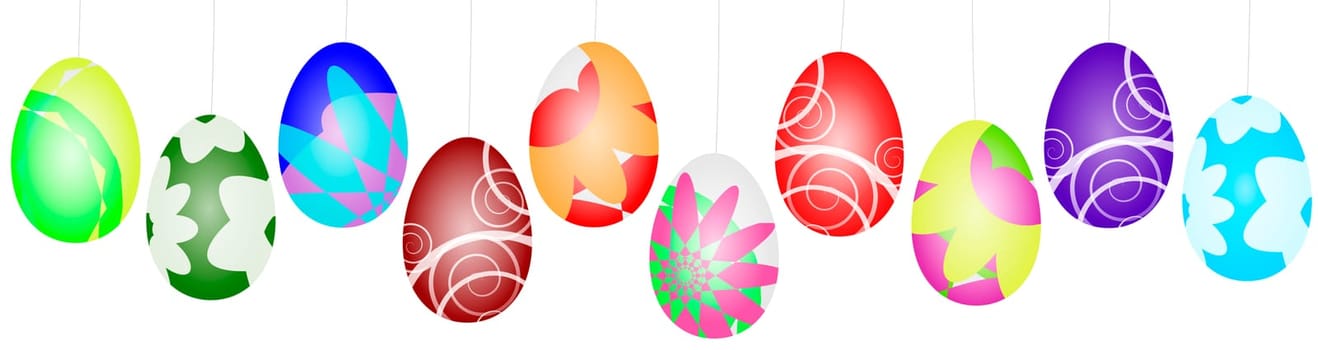 Easter Eggs Colorful Graphic Banner White Pattern