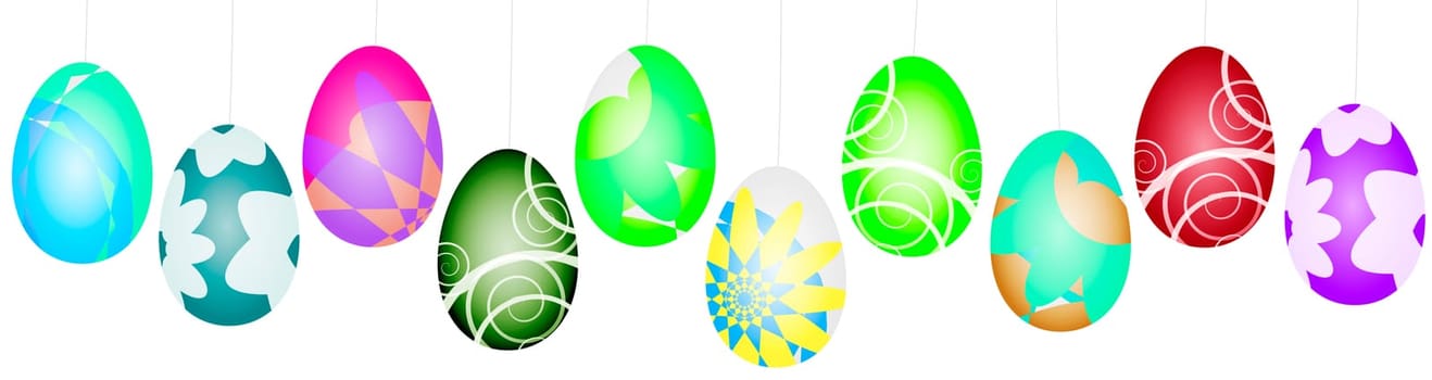 easter eggs colorful graphic banner white pattern