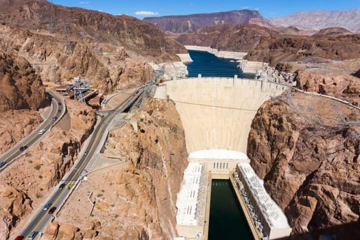 High angle view of Hoover Dam near Las Vegas, Nevada