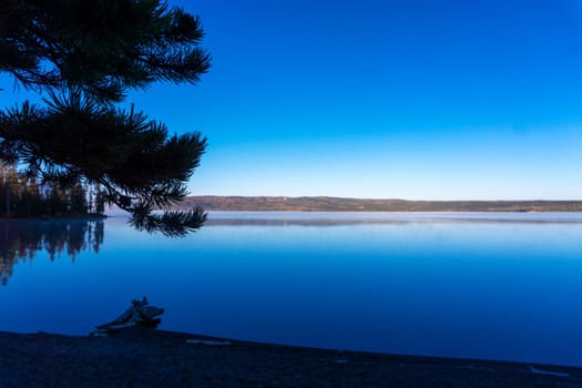 Early morning view of Lewis Lake in Yellowstone National Park