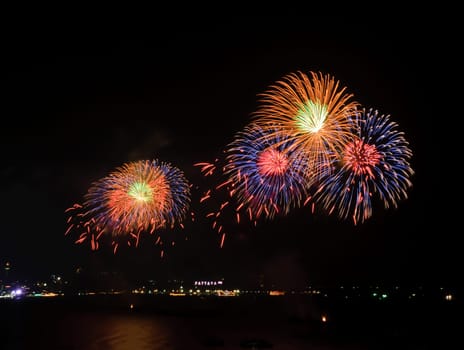 Fireworks at Pattaya beach, Thailand