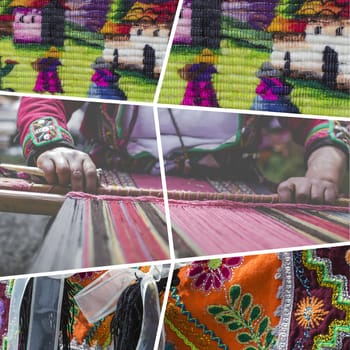 Collage of Peru traditional culture images - travel background (my photos)..