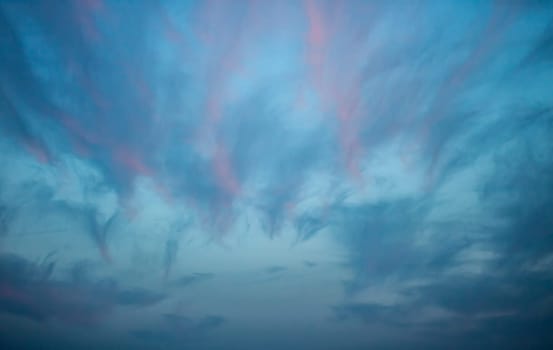 dark evening blue and pink cloudy sunset sky background