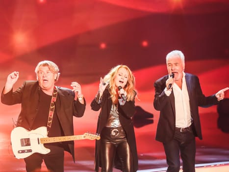 Singer Nicole and the Olsen Brothers during the ZDF program "Willkommen bei Carmen Nebel"",broadcast on 13.04.2017"