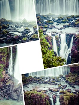 Collage of Iguassu Falls ( Brazil ) images - travel background (my photos)