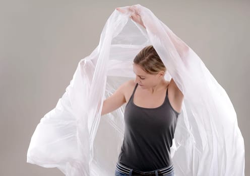 Woman with foil