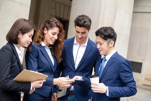 Group of business people use of digital tablet