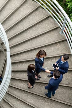 Top view of busienss people working together