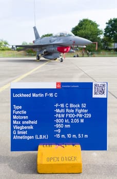 LEEUWARDEN, NETHERLANDS - JUNE 10, 2016: Polish Air Force Lockheed F-16C Viper information shield during the exercise Frisian Flag 2016