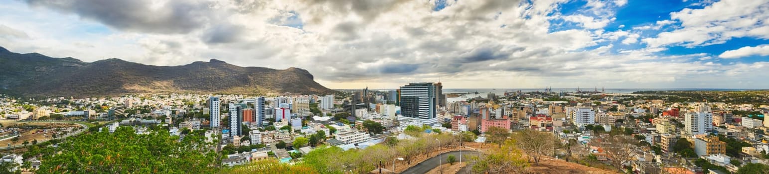 Panoramic view of Port Louis from the Fort Adelaide, Mauritius