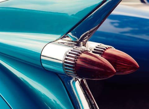 Big taillight close up shot of an American vintage car