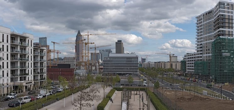 Construction site in a new district of Frankfurt Europaviertel