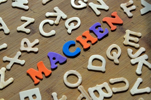 Make word on fabric background