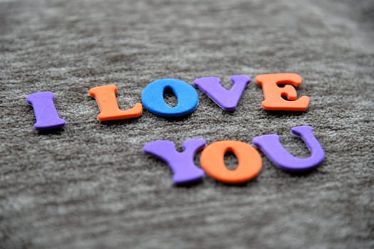 I love You on fabric background