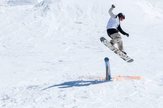 COVILHA, PORTUGAL - APRIL 2, 2017:  Robinson Weiske during the National Snowboard  Championships at Serra da Estrela, Covilha, Portugal.