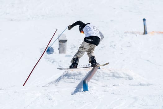 COVILHA, PORTUGAL - APRIL 2, 2017:  Robinson Weiske during the National Snowboard  Championships at Serra da Estrela, Covilha, Portugal.