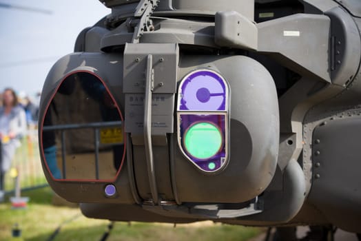 LEEUWARDEN, NETHERLANDS - JUNE 10, 2016: Night vision instruments on an apache AH-64 combat helicopter
