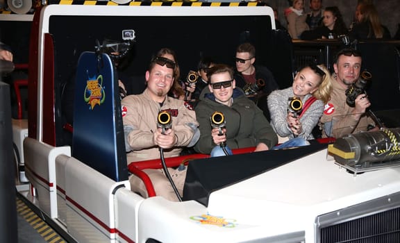 Jenny Elvers and son Paul,. Opening ghostbusters 5D – the ultimate ghost hunt in Heidepark Soltau on 11.04.2017.