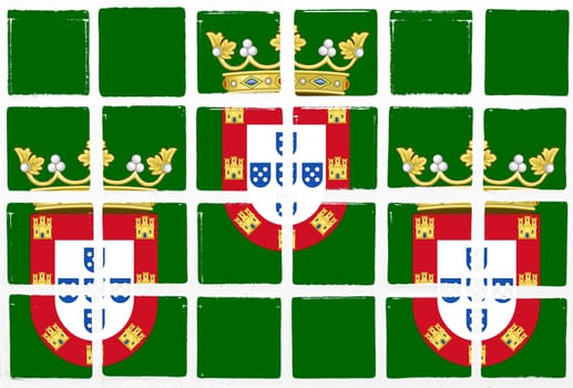 Glazed tiles shield badge crown sign