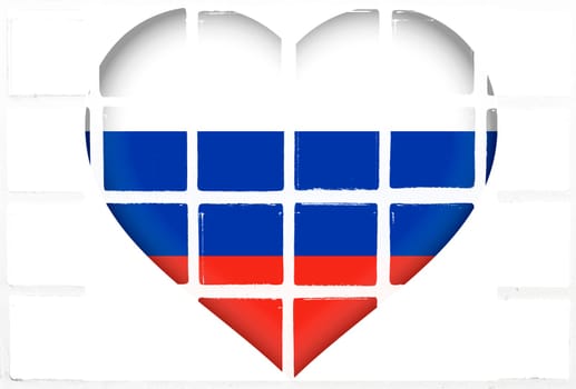 Glazed tiles flag russia heart