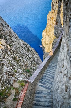 Beautiful interior of sea Neptun Cave - Sardinia, Italy
